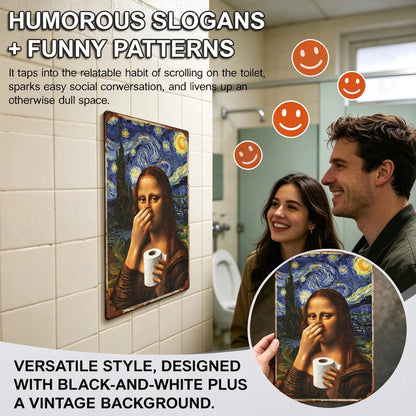 Funny Mona Lisa Starry Night Bathroom Wall Decor