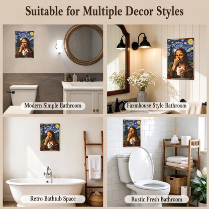 Funny Mona Lisa Starry Night Bathroom Wall Decor