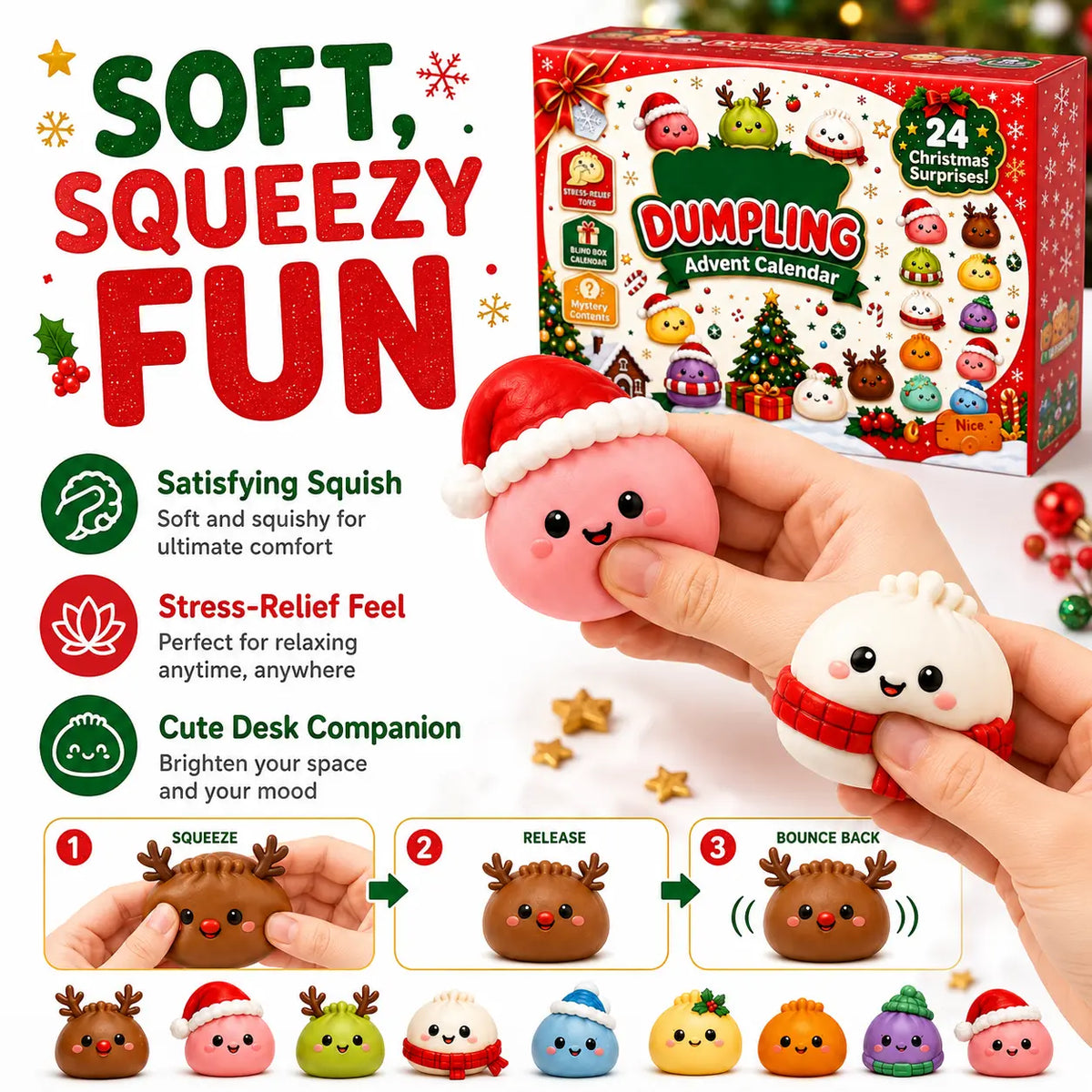 24 Days of Christmas Surprises – Dumpling Squishy Advent Calendar 🎄