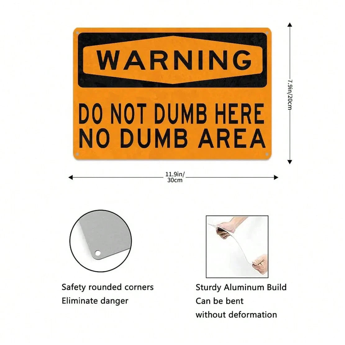 "Do Not Dumb Here" Humorous Aluminum Warning Sign | Wall Decor