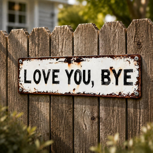 Love You, Bye Vintage Metal Wall Sign