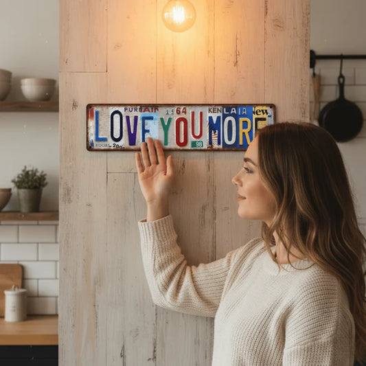 “Love You More” Vintage Street Sign – Romantic Metal Wall Decor