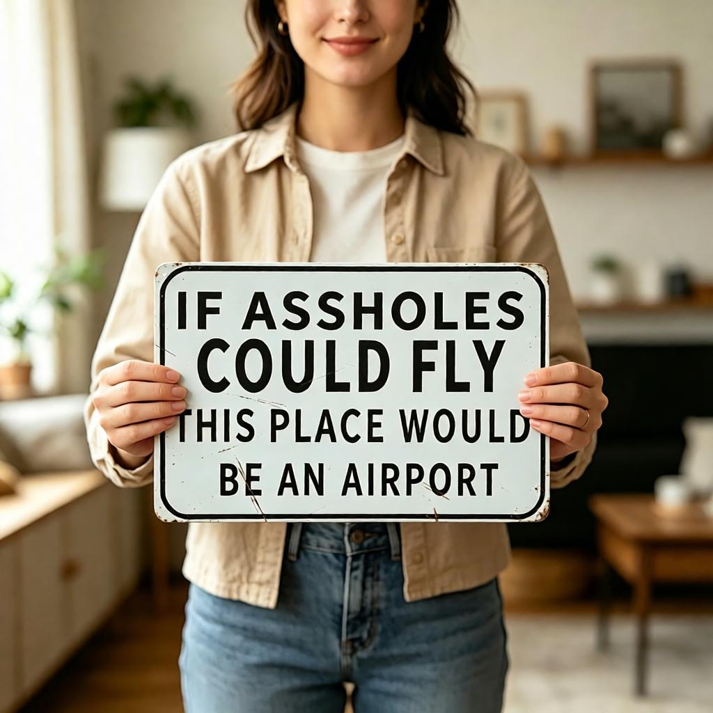 Retro style tin sign - If assholes could fly this place would be an airport