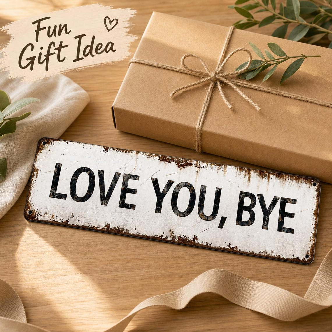 "Love You, Bye" Vintage Metal Wall Sign