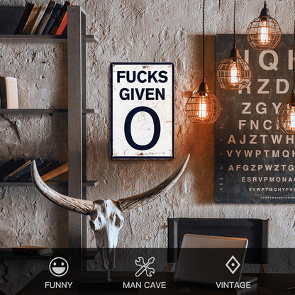 Fucks Given 0 - Metal Tin Signs