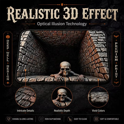 3D Optical Illusion Halloween Rug, Creepy Skeleton Ghost Deep Hole Non Slip Floor Mat