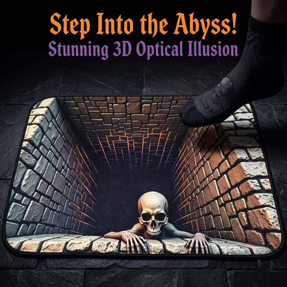 3D Optical Illusion Halloween Rug, Creepy Skeleton Ghost Deep Hole Non Slip Floor Mat