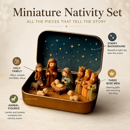 Pocket-Sized Mini Nativity Scene in Tin Box, Christmas Keepsake Gift
