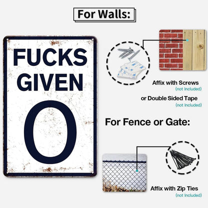 Fucks Given 0 - Metal Tin Signs