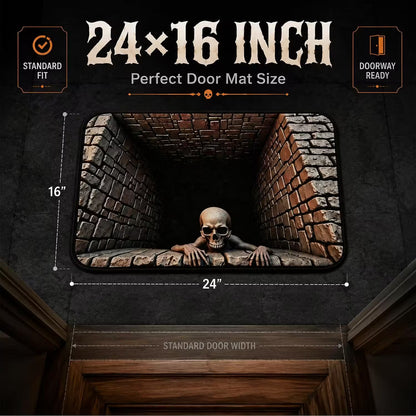 3D Optical Illusion Halloween Rug, Creepy Skeleton Ghost Deep Hole Non Slip Floor Mat