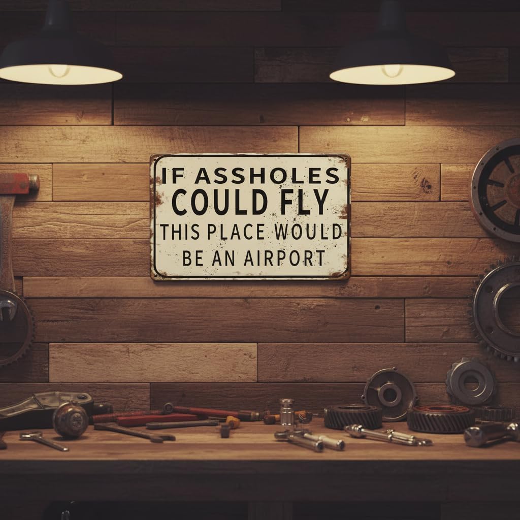 Retro style tin sign - If assholes could fly this place would be an airport