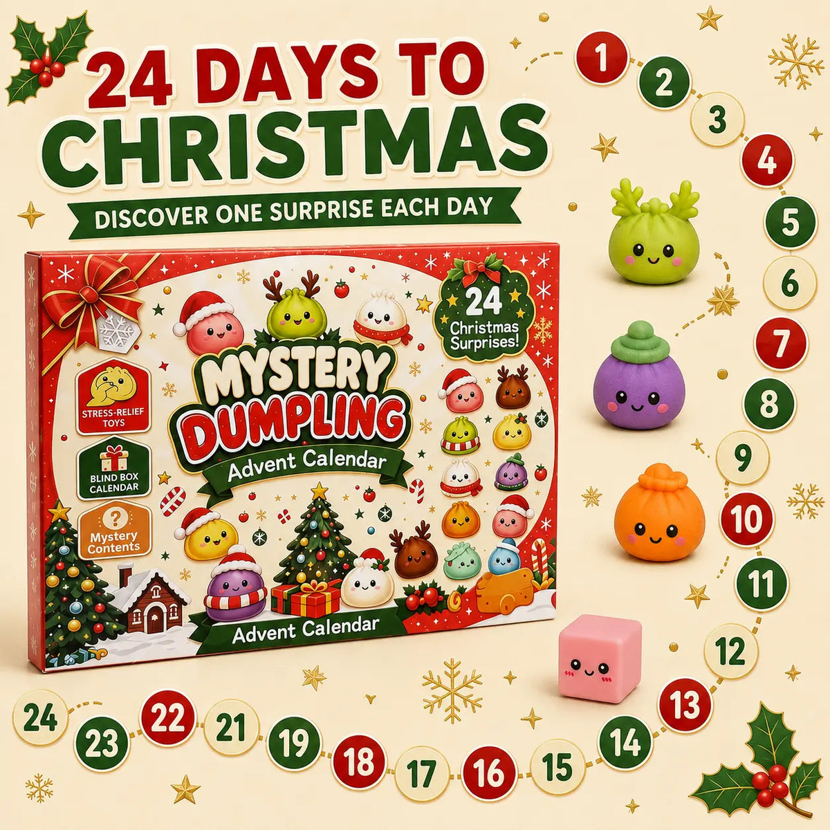 24 Days of Christmas Surprises – Dumpling Squishy Advent Calendar 🎄
