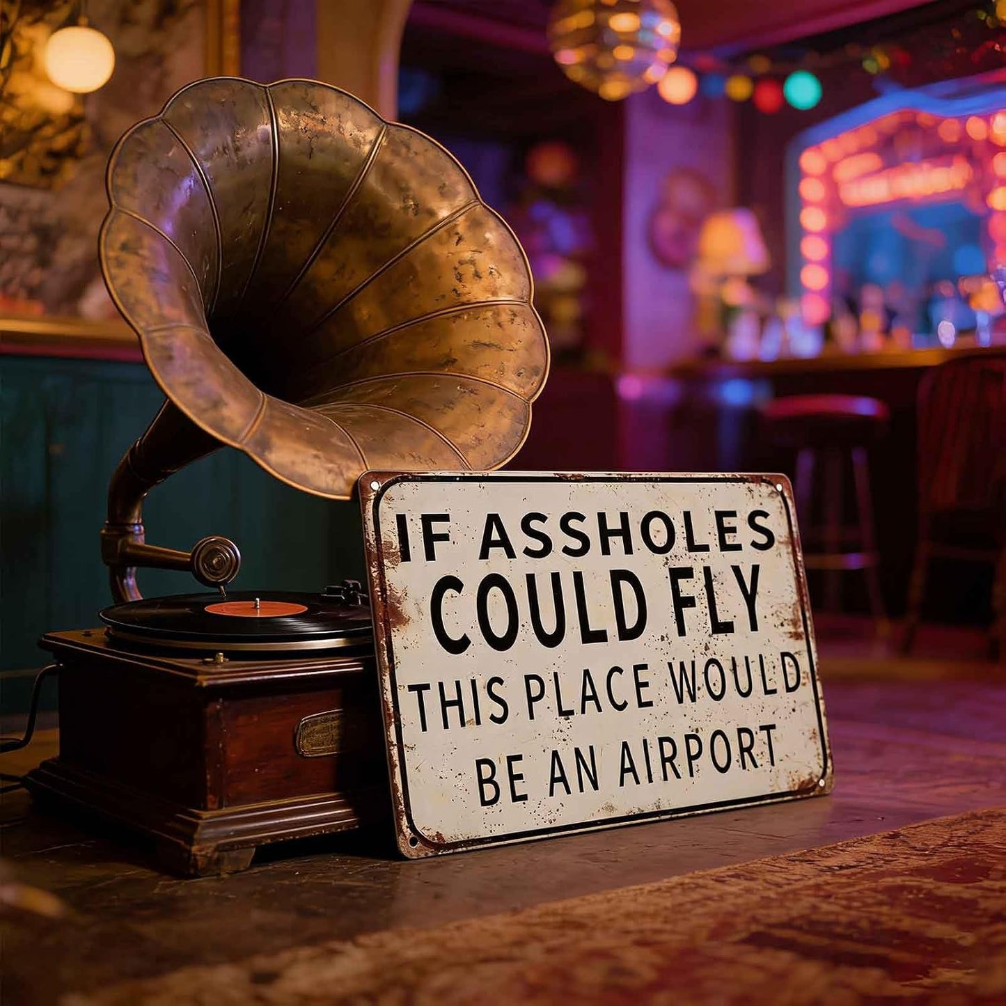 Retro style tin sign - If assholes could fly this place would be an airport