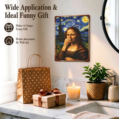 Funny Mona Lisa Starry Night Bathroom Wall Decor