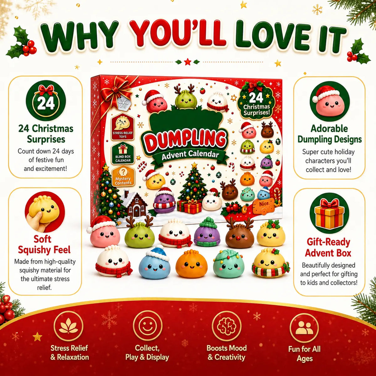 24 Days of Christmas Surprises – Dumpling Squishy Advent Calendar 🎄