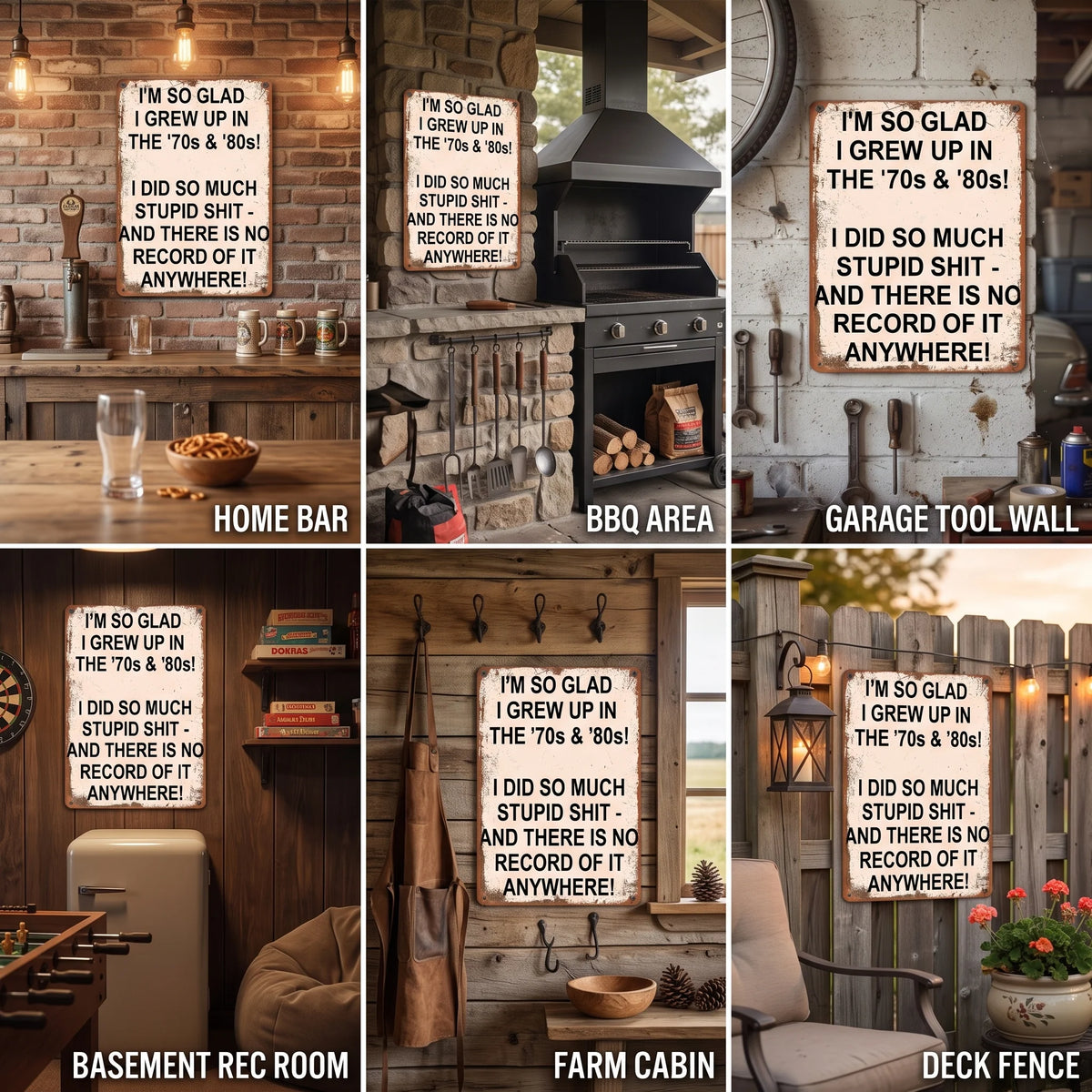 I'm So Glad I Grew Up in the '70s & '80s – Funny Vintage Metal Wall Sign